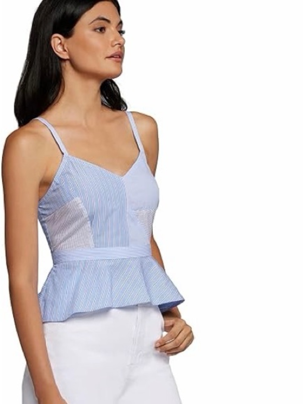 New Current/Elliott Women's The Julienne Top in Ticking Stripe L